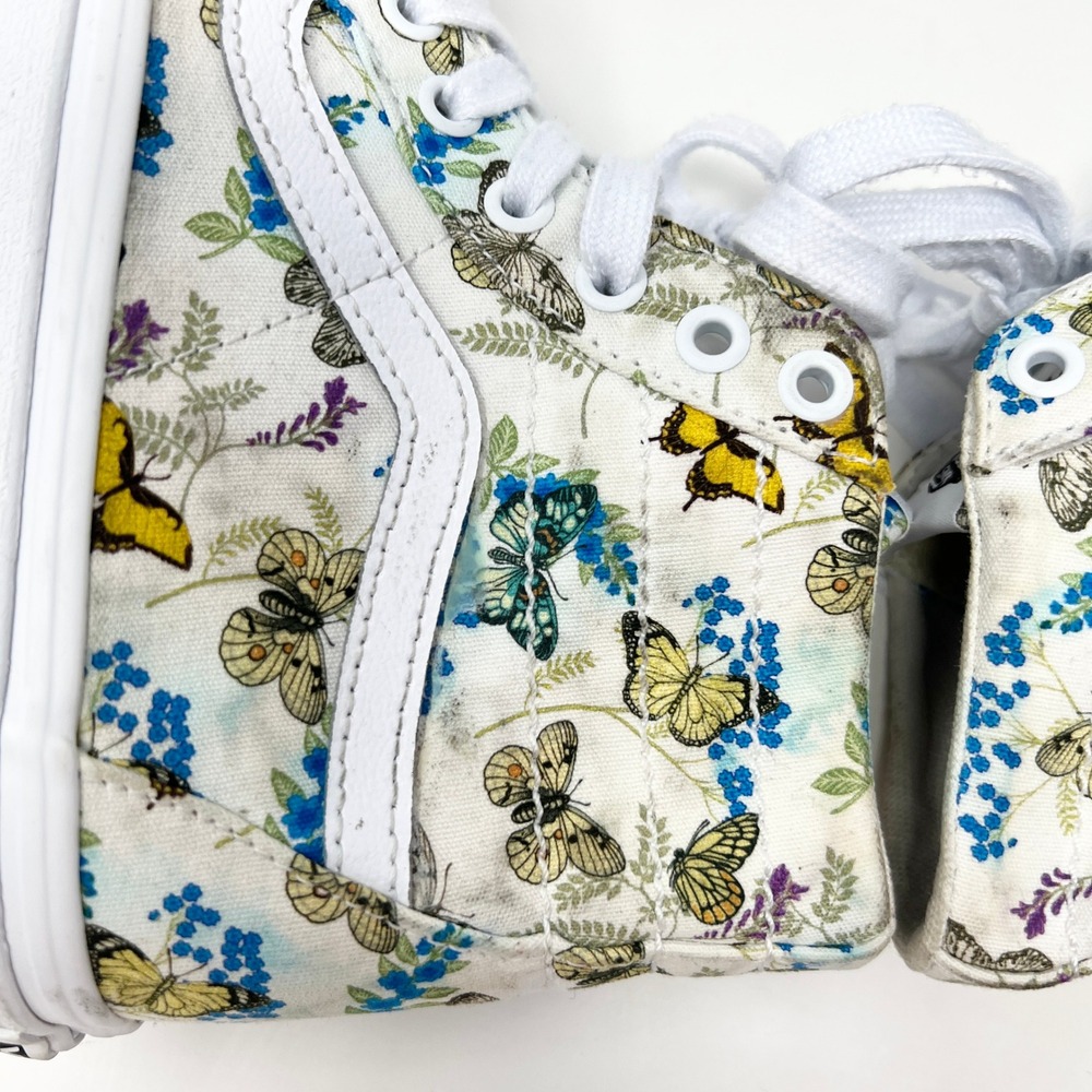 Vans Sk8-Hi Butterfly Floral White High Top Sneakers Mens Size 8 Womens 9.5 - Picture 11 of 14